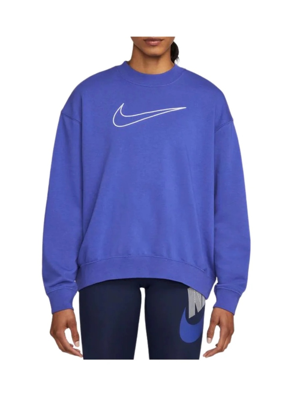 Nike Dri FIT Get Fit Graphic Oversized Crewneck Lapis Blue 1X VGUC
